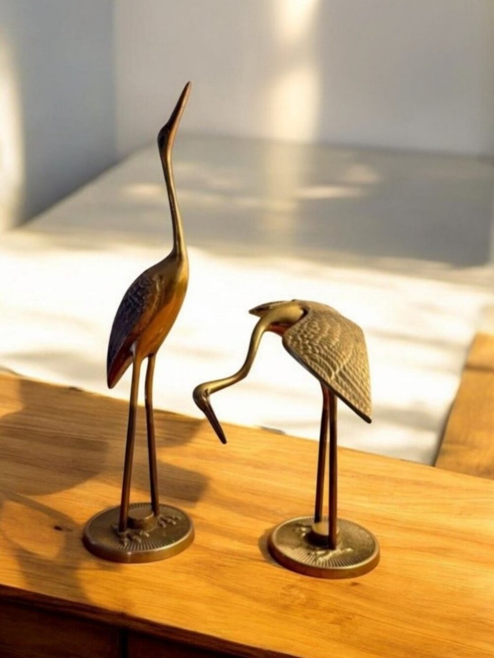 MCM Set of 2 Heron/ Crane Mid-Century Modern Solid Brass - VTG/EVC